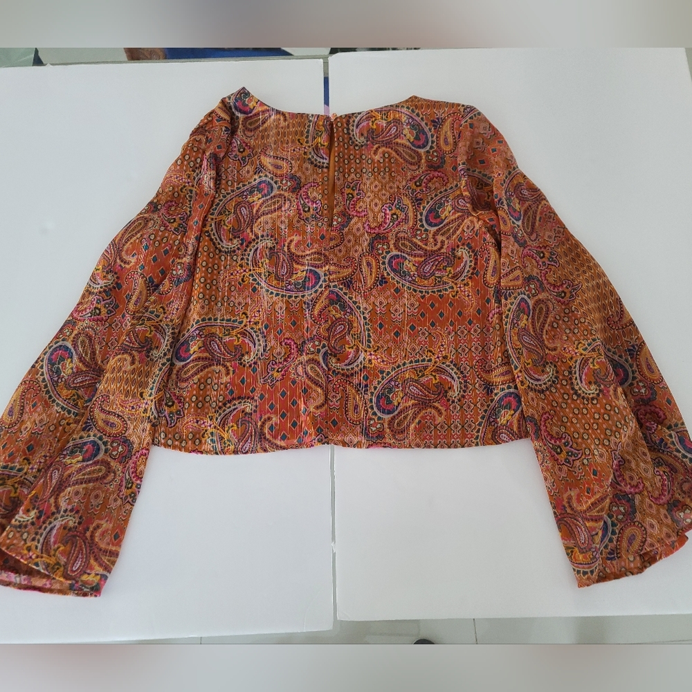 Jessica Simpson Monique Blouse Trumpet Sleeves Size XS (Juniors) - Picture 4 of 11
